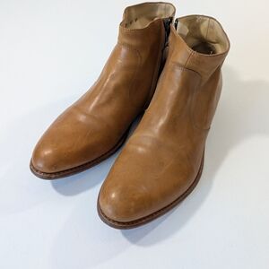 Jean Baptiste Rautureau Tan Leather Ankle Side-Zip Boots  Size 44